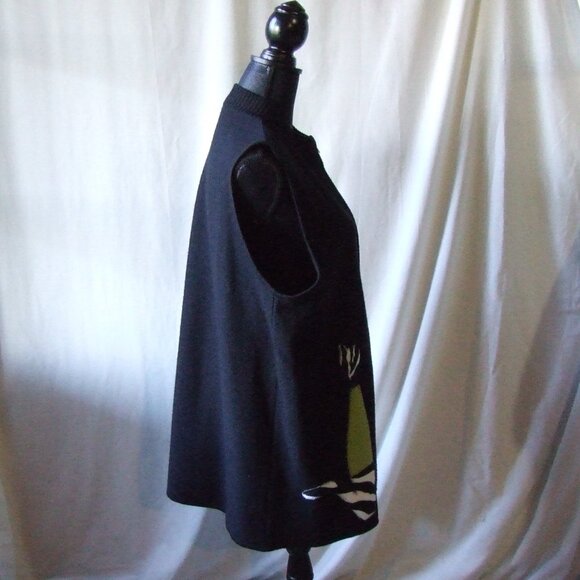 Penningtons sweater vest cute kitty cat black plus size wool maxi cardigan 1X - Picture 2 of 16